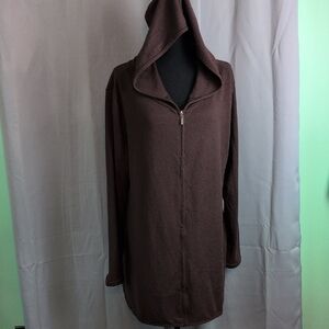 Chocolate Brown Casual Cape‎ with Zipper